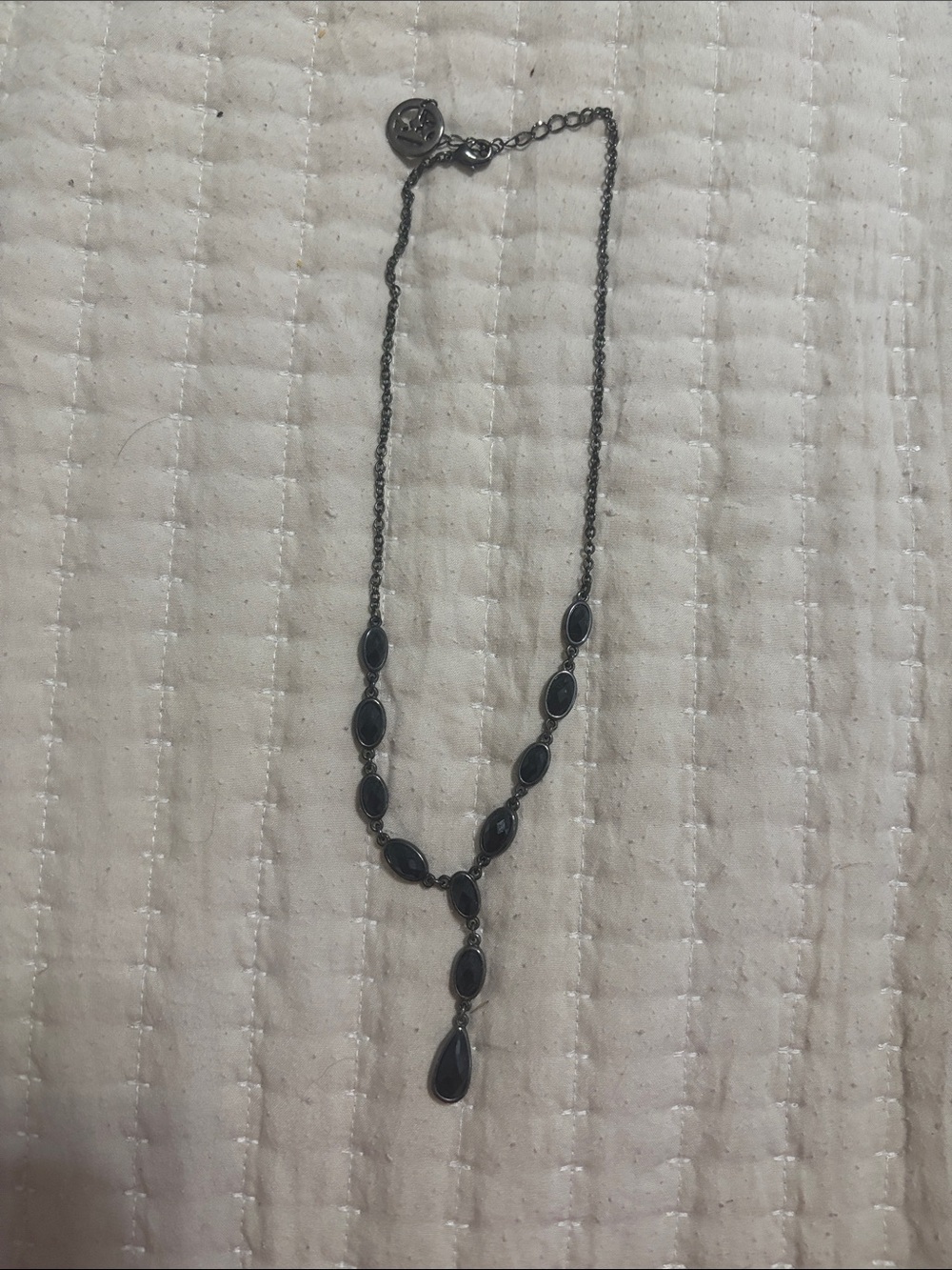 Lariat style Black Teardrop Necklace - Women Jewelry